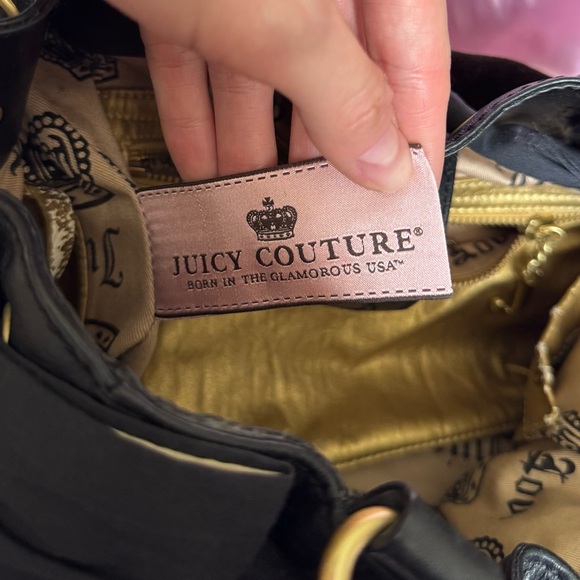 VINTAGE Juicy Couture Daydreamer Black Velour Tote Bag - Picture 10 of 16
